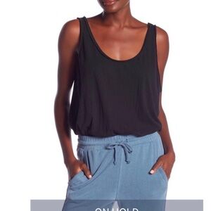 Free People Black Scoop Back Tank Bodysuit